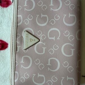 Guess Light Pink Logo Clutch Bag